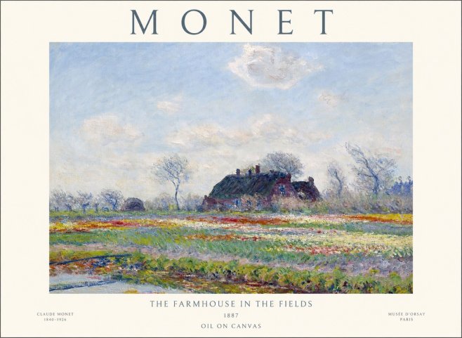 Monet The Farmhouse in the Fields No1 - Affiche