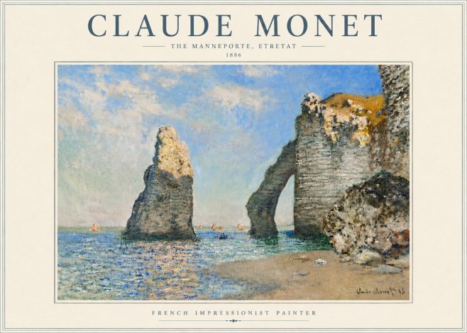 Monet The Manneporte, Etretat No5 - Affiche