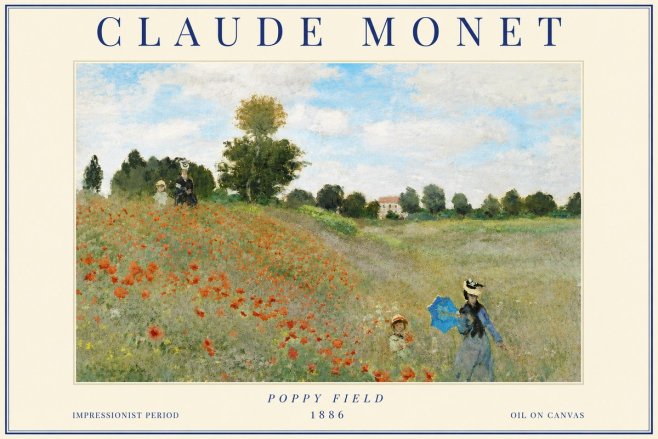 Monet Poppy Field No3 - Affiche