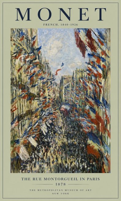 Monet The Rue Montorgueil in Paris No4 - Affiche