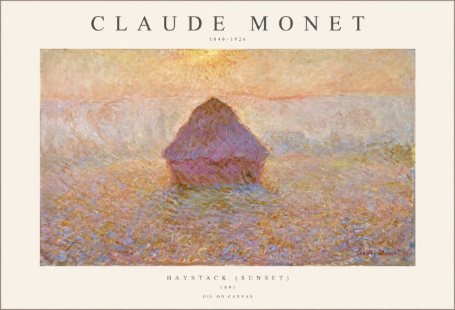 Monet Haystack (Sunset) No1 - Affiche