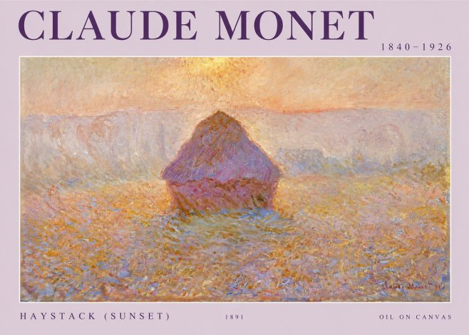 Monet Haystack (Sunset) No2 - Affiche