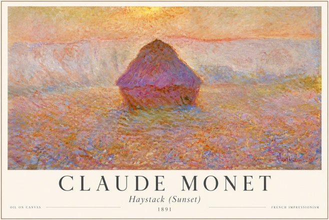 Monet Haystack (Sunset) No4 - Affiche