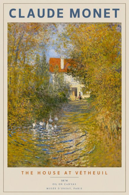 Monet The House at Vétheuil No2 - Affiche