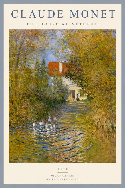 Monet The House at Vétheuil No6 - Affiche