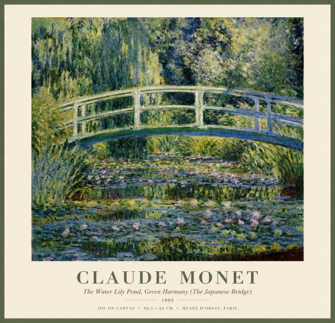 Monet The Water Lily Pond, Green Harmony (the Japanese Bridge) No1 - Affiche