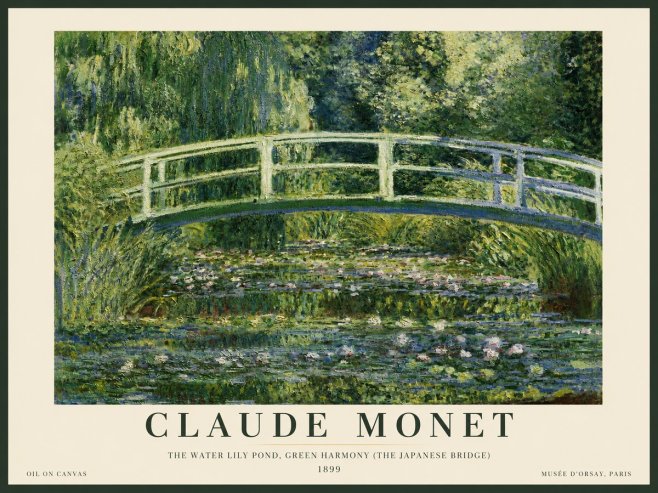 Monet The Water Lily Pond, Green Harmony (the Japanese Bridge) No3 - Affiche