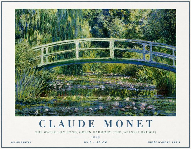 Monet The Water Lily Pond, Green Harmony (the Japanese Bridge) No6 - Affiche