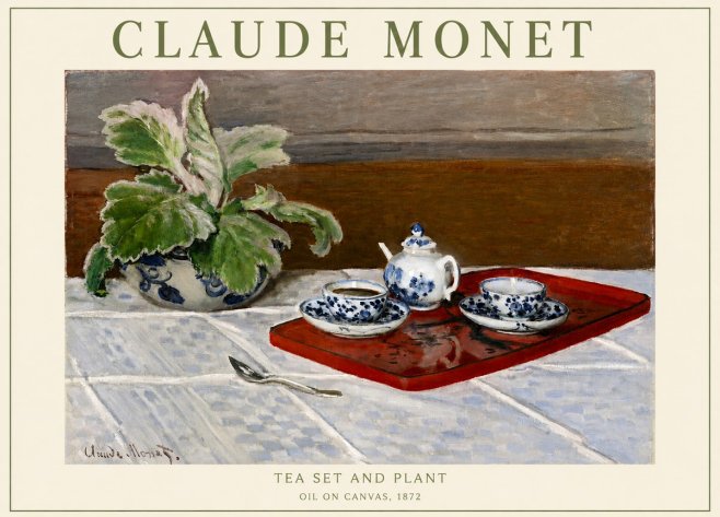 Monet Tea Set and Plant No3 - Affiche