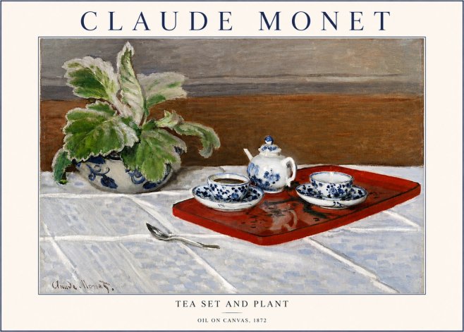 Monet Tea Set and Plant No4 - Affiche