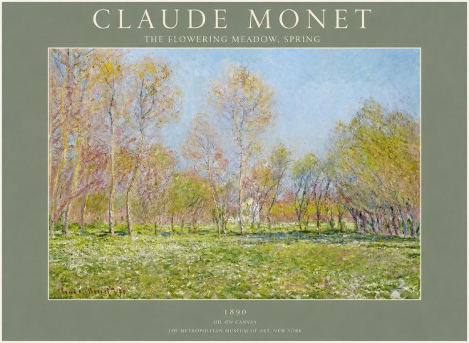 Monet The Flowering Meadow, Spring No2 - Affiche