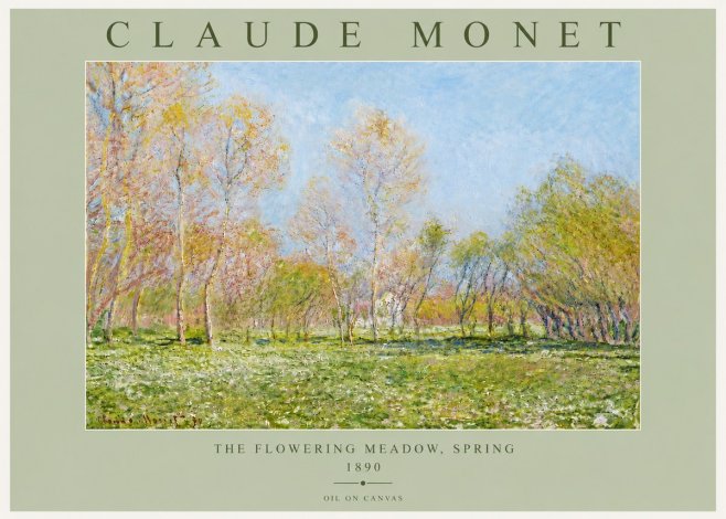 Monet The Flowering Meadow, Spring No4 - Affiche