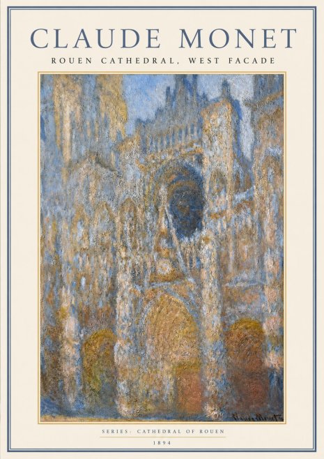 Monet Rouen Cathedral, West Facade No1 - Affiche