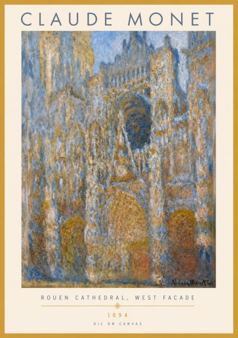 Monet Rouen Cathedral, West Facade No3 - Affiche