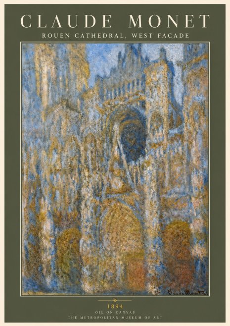 Monet Rouen Cathedral, West Facade No5 - Affiche