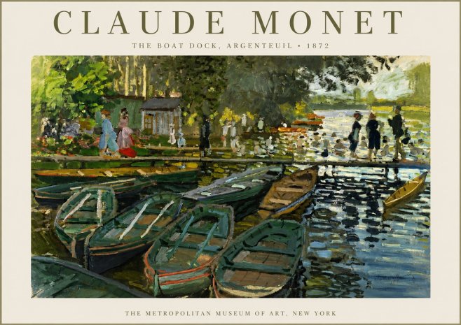 Monet The Boat Dock, Argenteuil No3 - Affiche