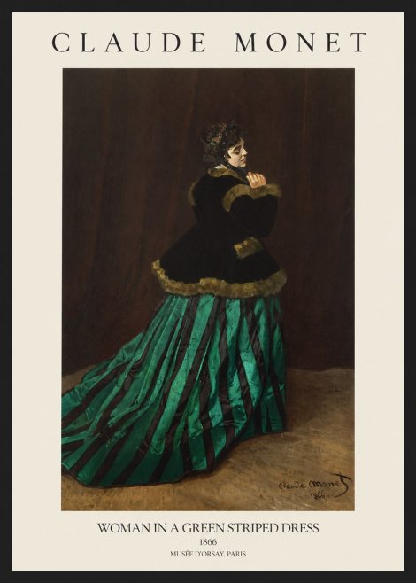 Monet Woman in a Green Striped Dress No1 - Affiche