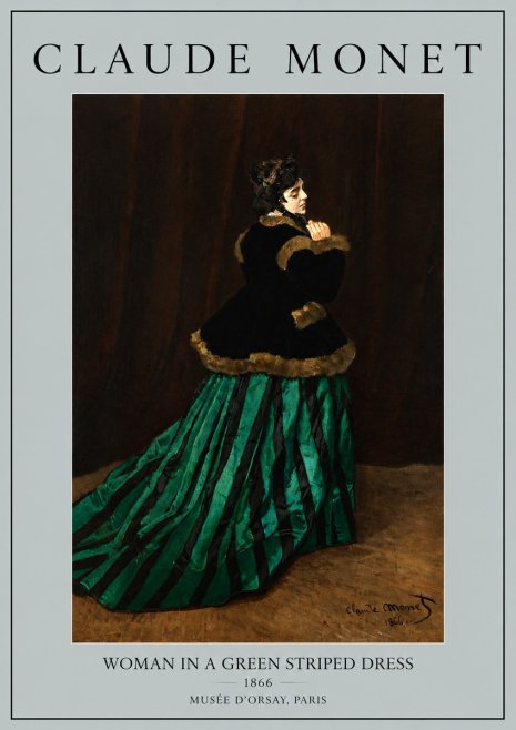 Monet Woman in a Green Striped Dress No5 - Affiche