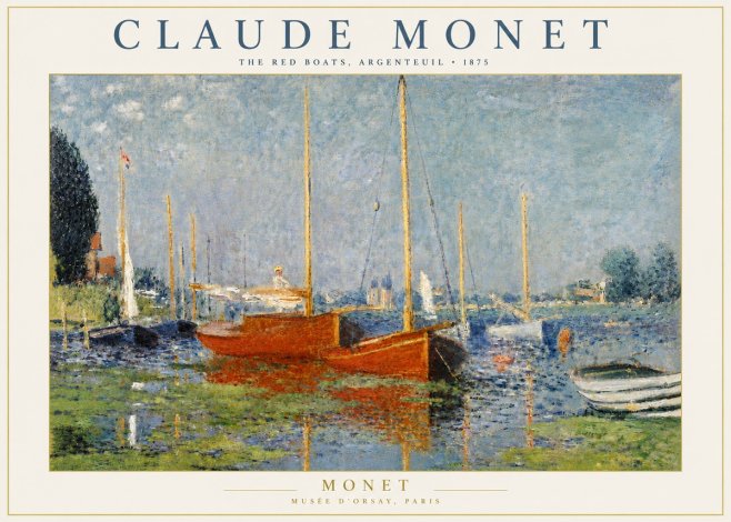 Monet The Red Boats, Argenteuil No3 - Affiche