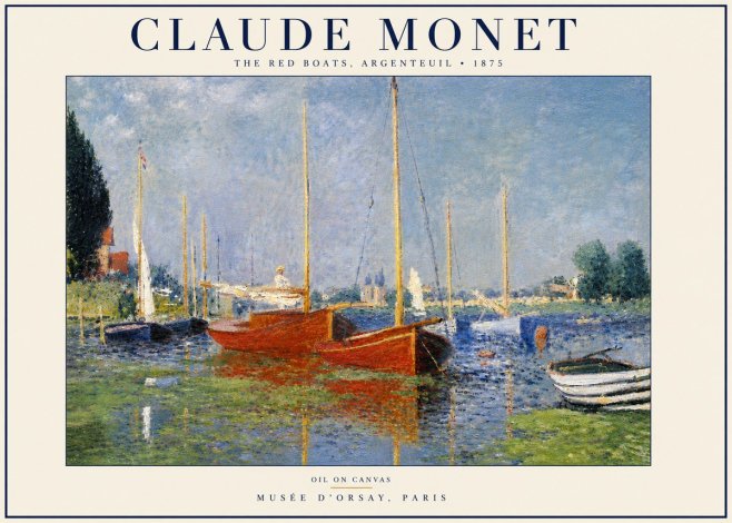 Monet The Red Boats, Argenteuil No5 - Affiche