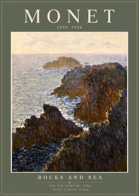 Monet Rocks and Sea No2 - Affiche