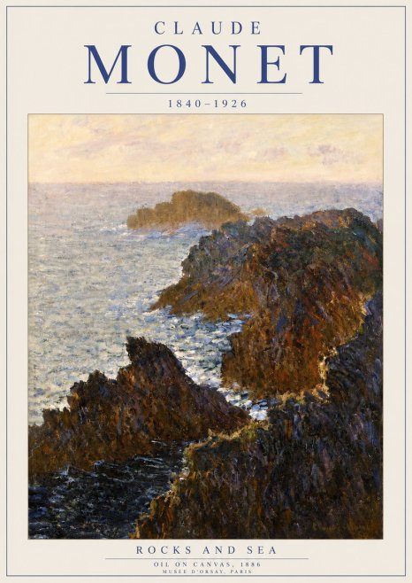 Monet Rocks and Sea No3 - Affiche