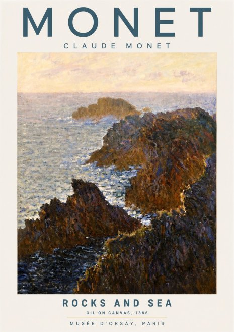 Monet Rocks and Sea No4 - Affiche