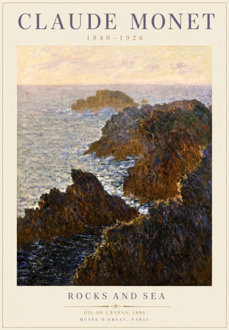 Monet Rocks and Sea No5 - Affiche