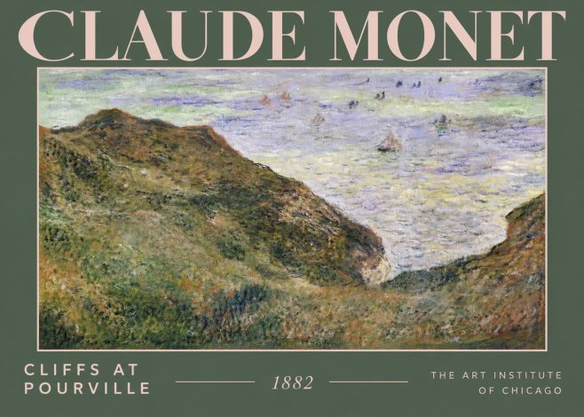 Monet Cliffs at Pourville II No4 - Affiche