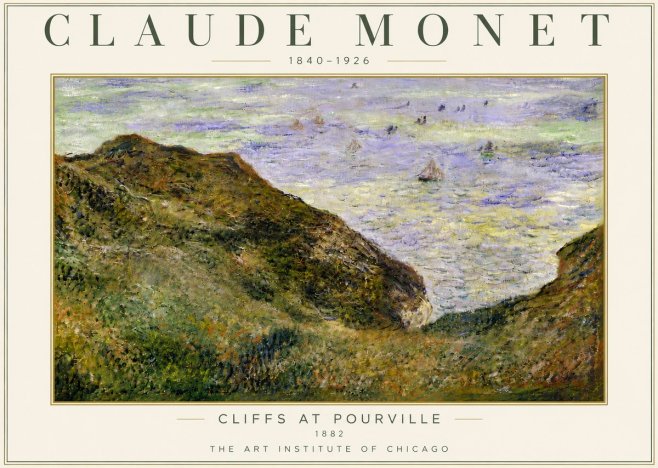 Monet Cliffs at Pourville II No5 - Affiche