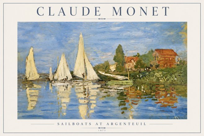 Monet Sailboats at Argenteuil No6 - Affiche
