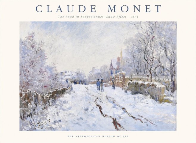 Monet The Road in Louveciennes, Snow Effect No1 - Affiche