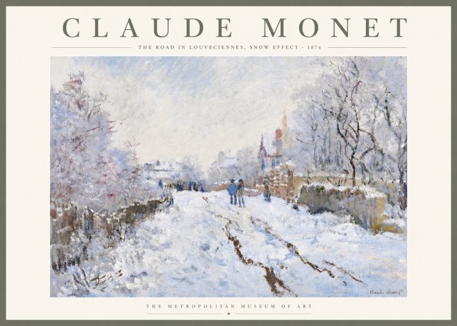 Monet The Road in Louveciennes, Snow Effect No5 - Affiche