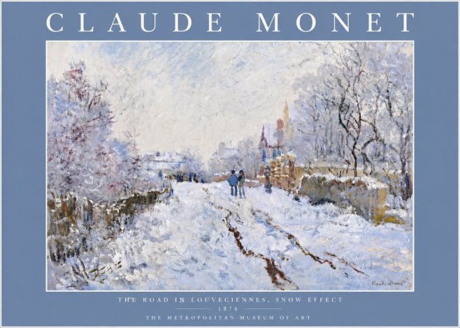 Monet The Road in Louveciennes, Snow Effect No6 - Affiche