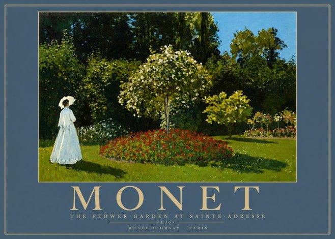 Monet The Flower Garden at Sainte-adresse No2 - Affiche