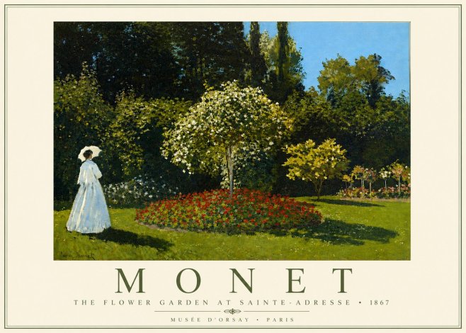 Monet The Flower Garden at Sainte-adresse No4 - Affiche
