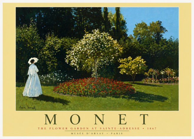 Monet The Flower Garden at Sainte-adresse No5 - Affiche
