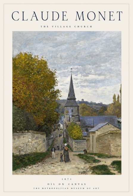 Monet The Village Church No1 - Affiche