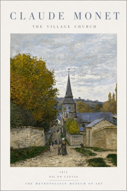 Monet The Village Church No5 - Affiche