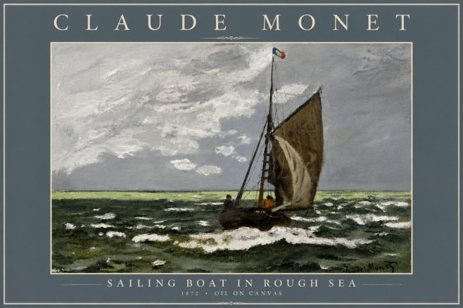 Monet Sailing Boat in Rough Sea No6 - Affiche