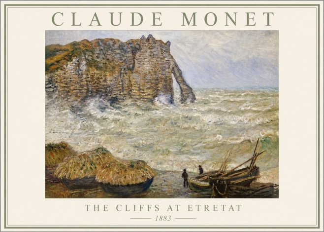 Monet The Cliffs at Etretat No3 - Affiche