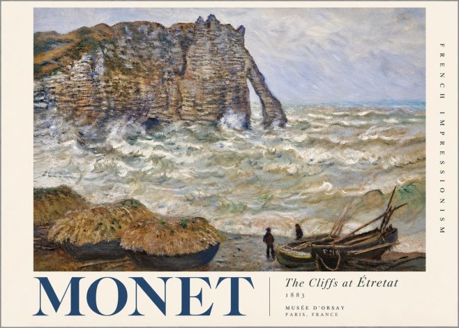 Monet The Cliffs at Etretat No4 - Affiche