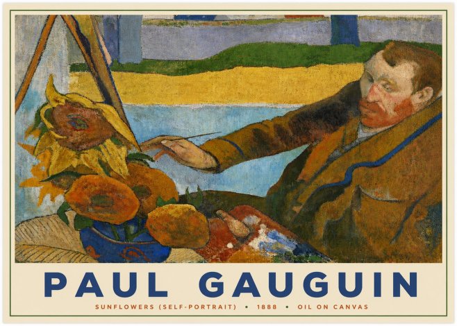 Paul Gauguin The Artist and His Sunflowers No5 - Affiche