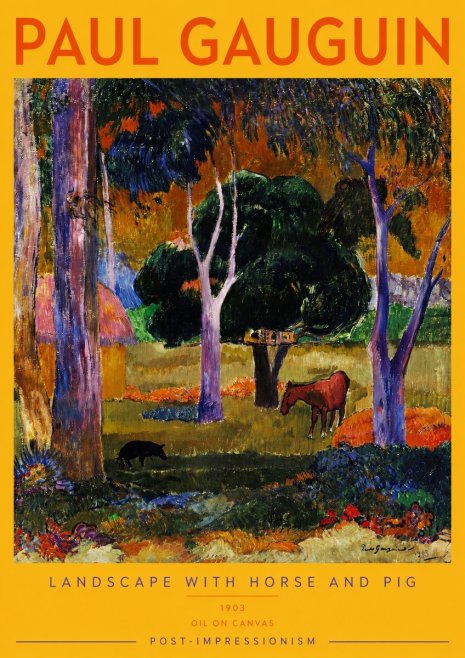 Paul Gauguin Landscape with Horse and Pig No2 - Affiche