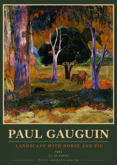 Paul Gauguin Landscape with Horse and Pig No3 - Affiche
