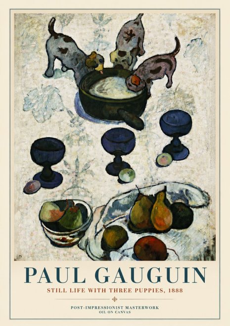 Paul Gauguin Still Life with Three Puppies, 1888 No3 - Affiche