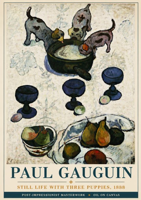Paul Gauguin Still Life with Three Puppies, 1888 No5 - Affiche