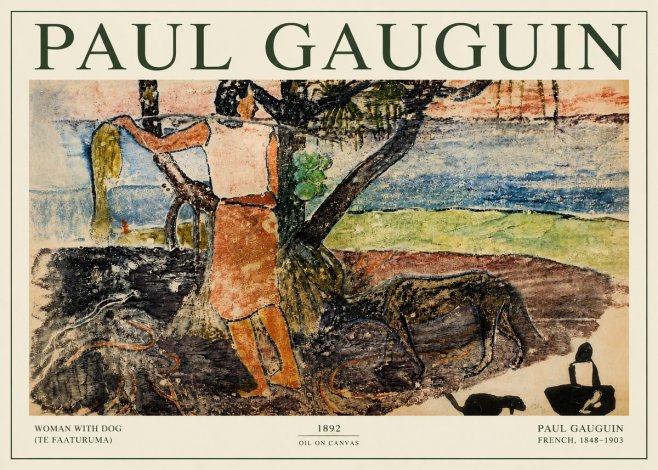 Paul Gauguin Woman with Dog (Te Faaturuma) No3 - Affiche