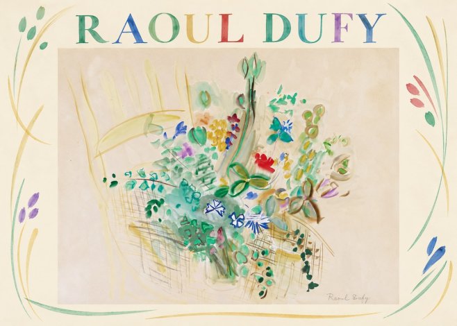 Raoul Dufy Bouquet in a Basket No2 - Affiche
