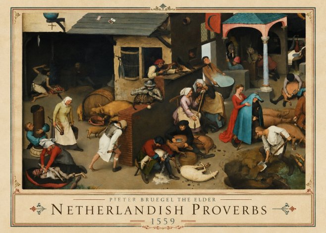 Pieter Bruegel Netherlandish Proverbs VI No1 - Affiche